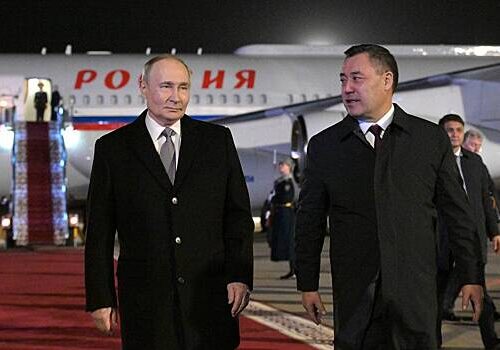 Путин прибыл на переговоры в Киргизию Путин прибыл на переговоры в Киргизию