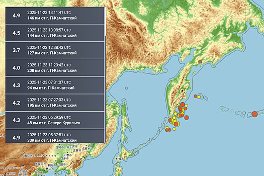 КФ ФИЦ ЕГС РАН: на Камчатке произошло землетрясение магнитудой 5,4