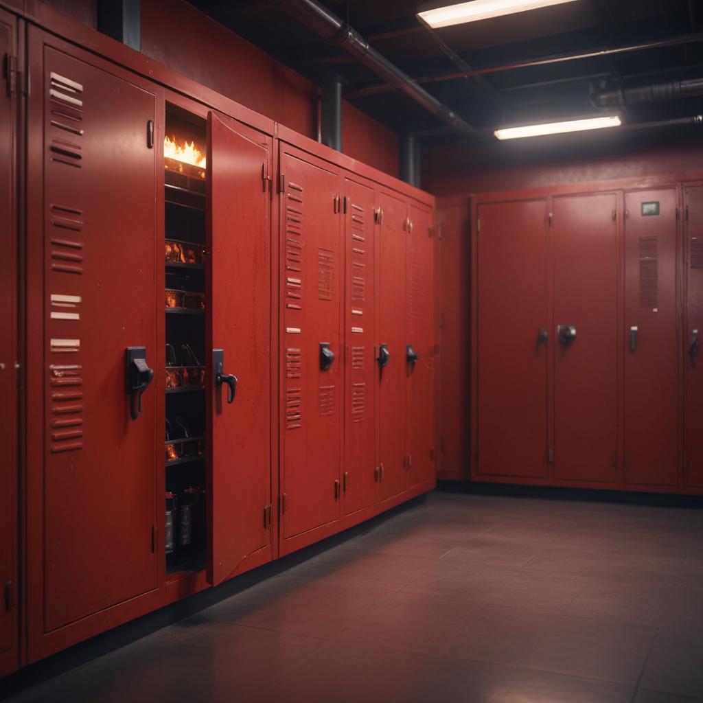 Навесной пожарный шкаф ШПК-320 НЗК универсальный красного цвета