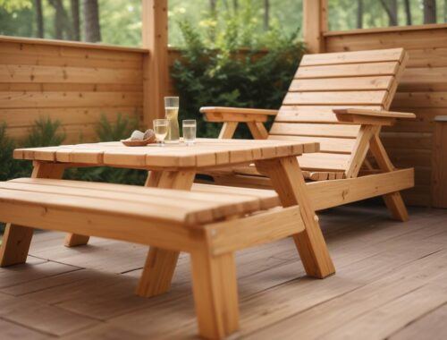 Стильная мебель из массива сосны для сада, террасы и бани